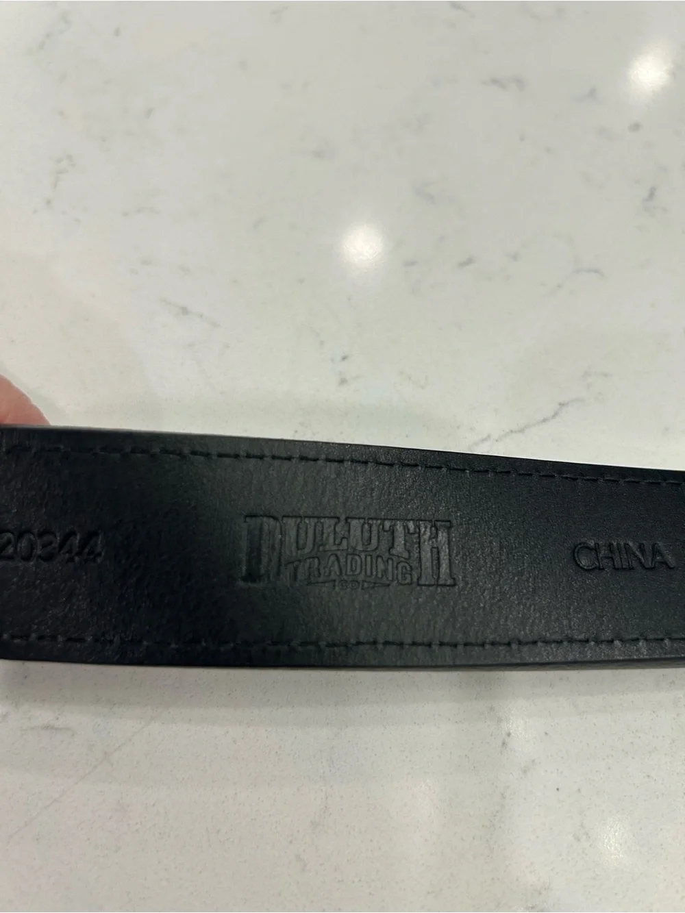 Duluth Trading Co Black Leather Belt with Brushed Metal Buckle